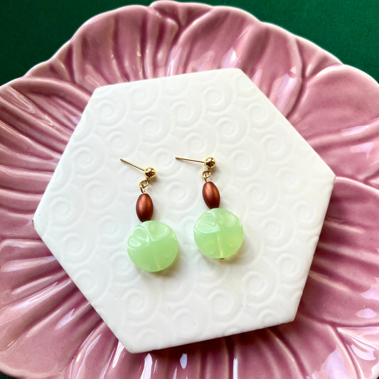 Juniper Bronze and Mint Bead Earring