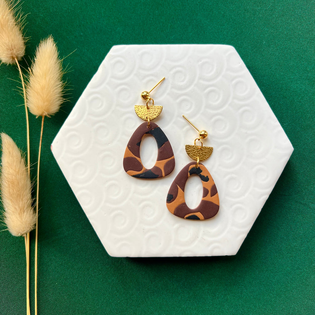 Carla Leopard Print Triangle Earring
