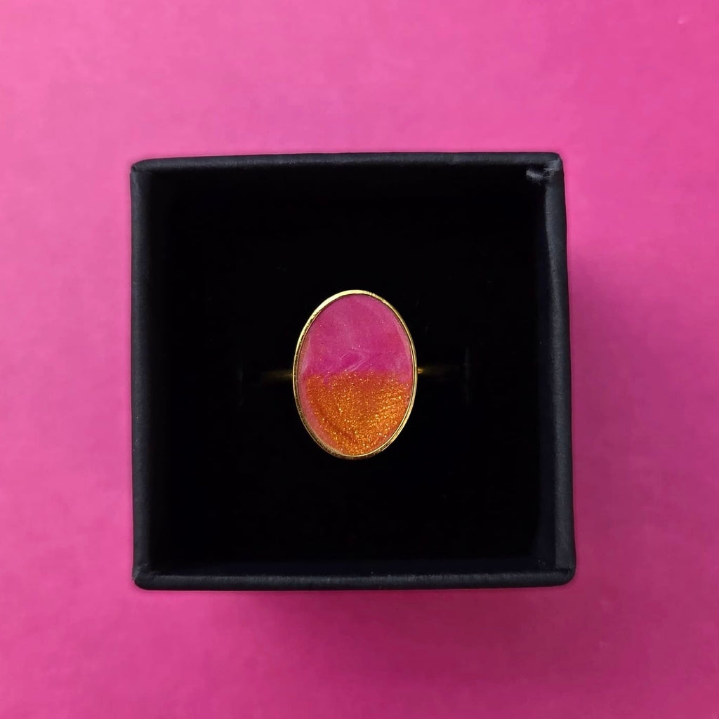 Pink Ombre Gold Plated Adjustable Ring