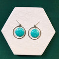 Jessie Aqua Bead With Silver Hoop Ball Stud Earring