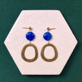 Cleo Cobalt Bead With Gold Hoop Ball Stud Earring