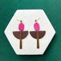 Flame Brown and Pink Art Deco Ball Stud Earring