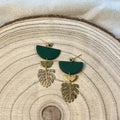 Gracie Green Brass Leaf Ball Stud Earring