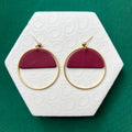 Coco Burgundy Large Hoop Ball Stud Earring