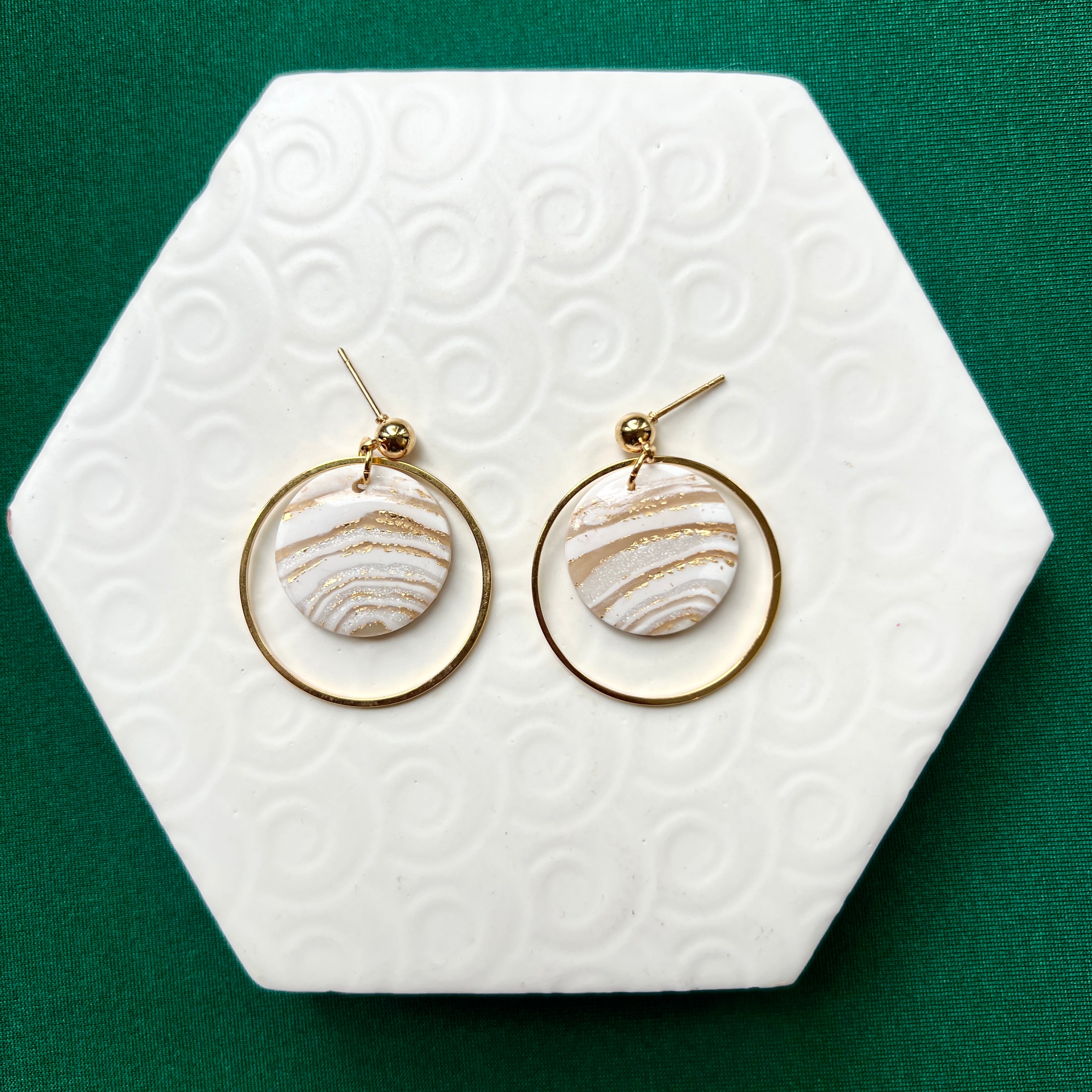 Jessie Gold & White Stone Gold Hoop Ball Stud Earring