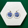 Jessie Blue Marble Gold Hoop Ball Stud Earring
