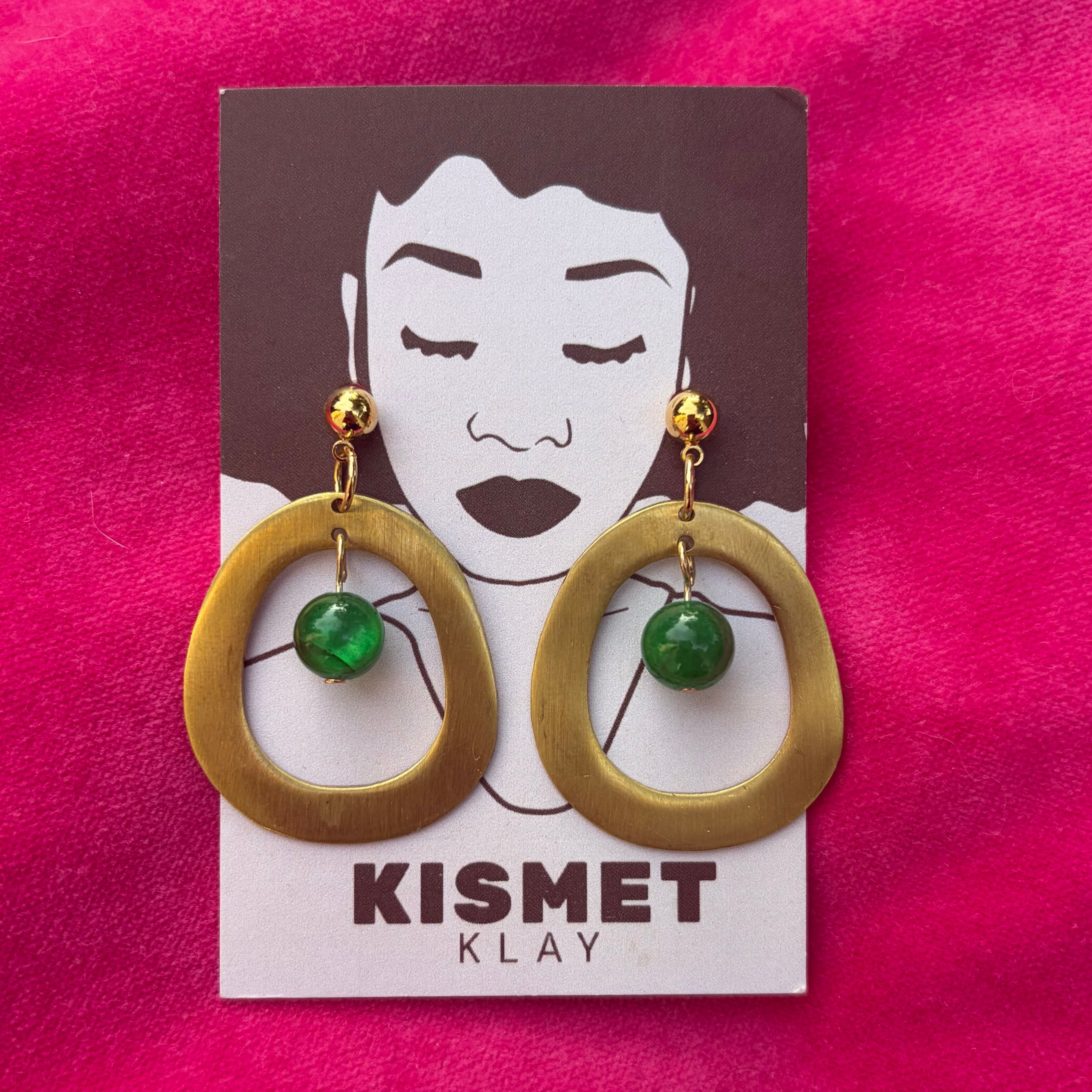 Mia Green Bead Gold Drop Earring