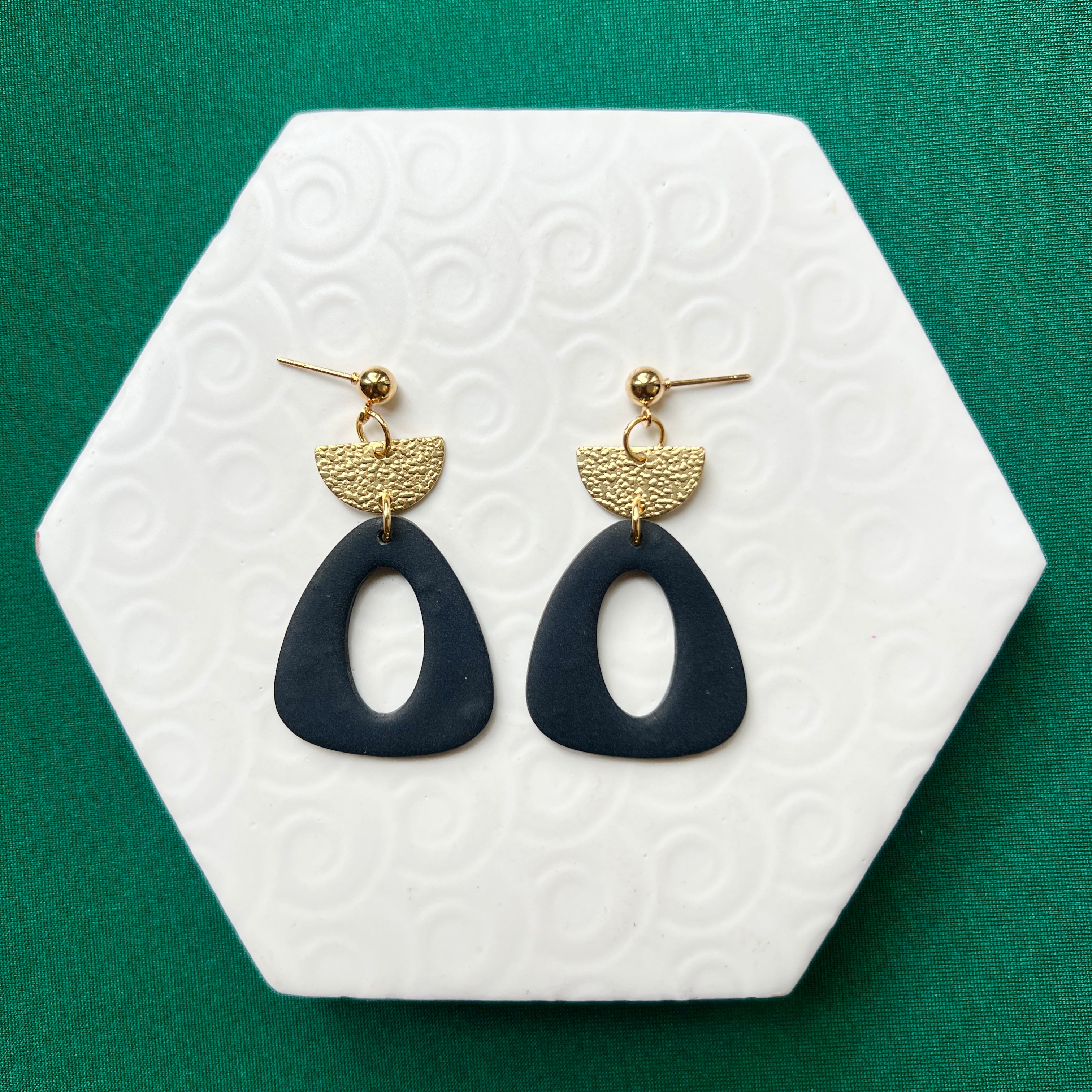 Carla Black Triangle Earring