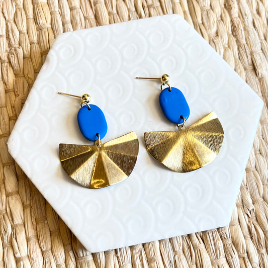 Melanie Blue Gold Fan Earring