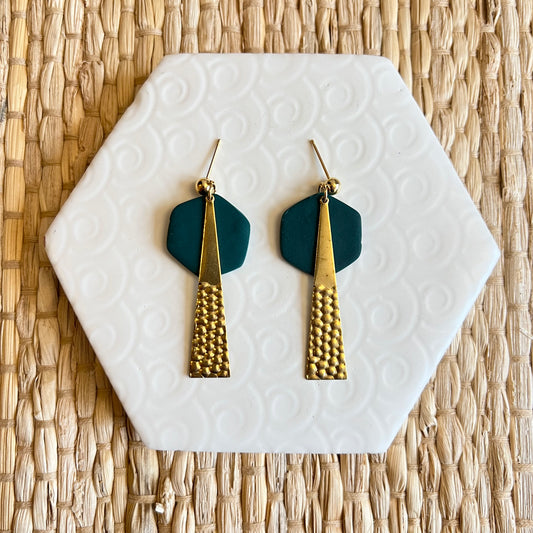 Monique Teal Gold Textured Earring