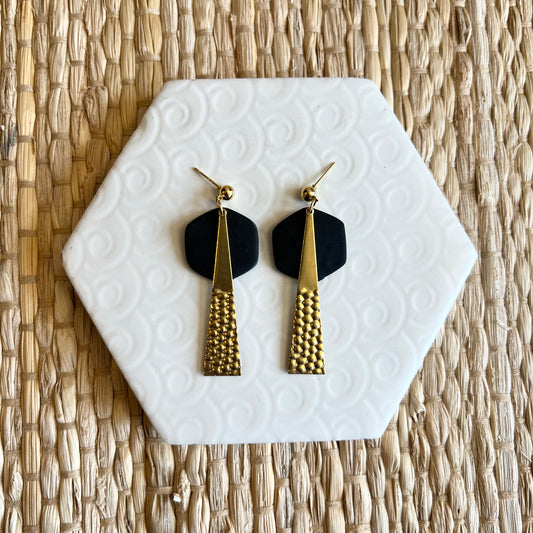 Monique Black Gold Textured Earring