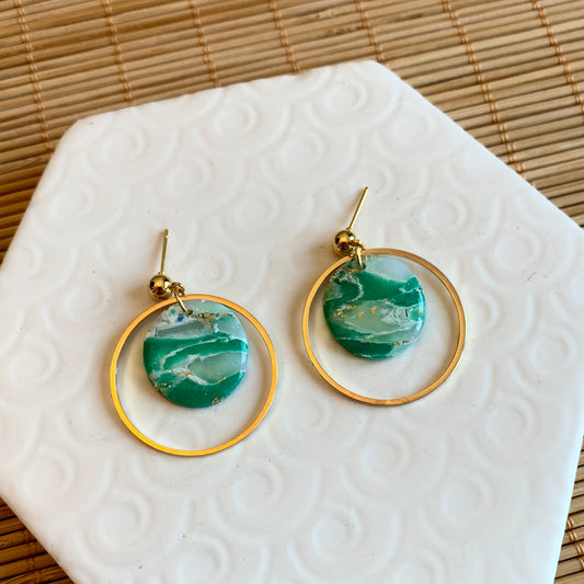 Jessie Green Ocean Gold Hoop Ball Stud Earring