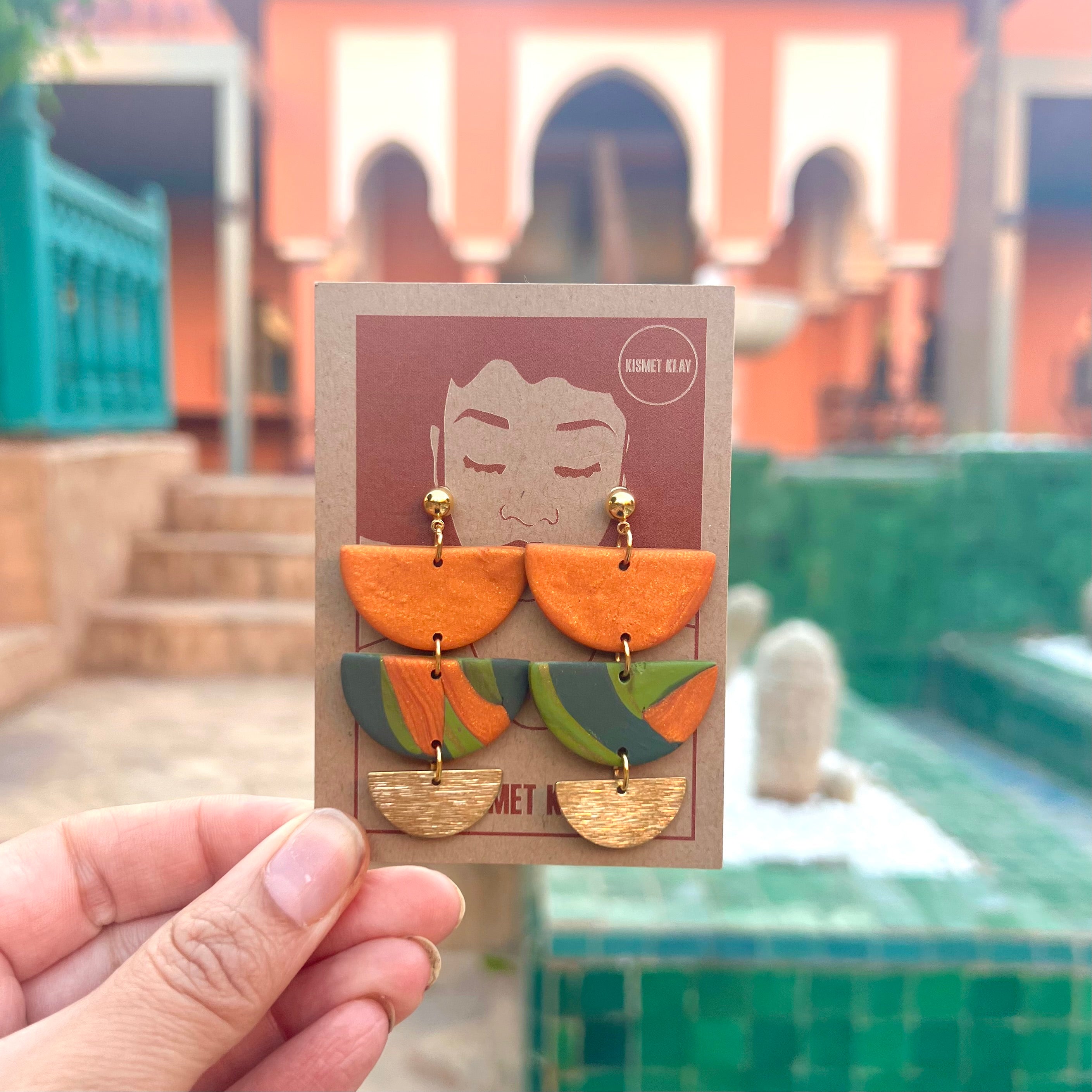 Heidi Stack Gold & Green Mix Earring