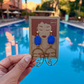 Sasha Blue Large Gold Face Ball Stud Earring