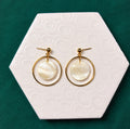 Jessie Pearl Iridescent Gold Hoop Ball Stud Earring