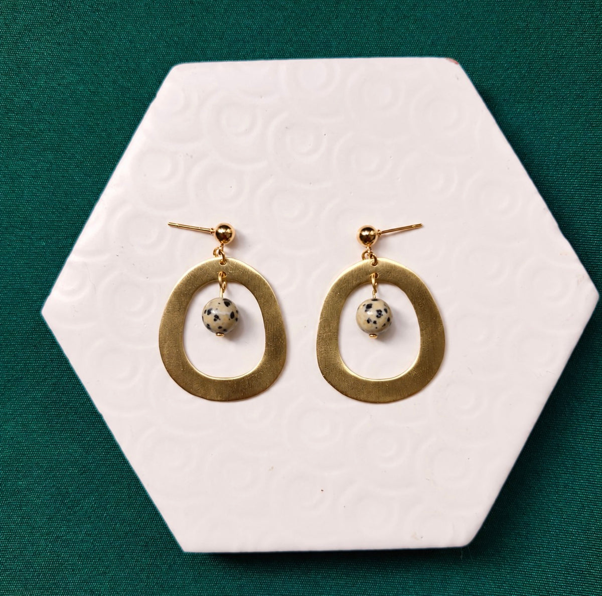 Mia Polka Dot Bead Gold Drop Earring