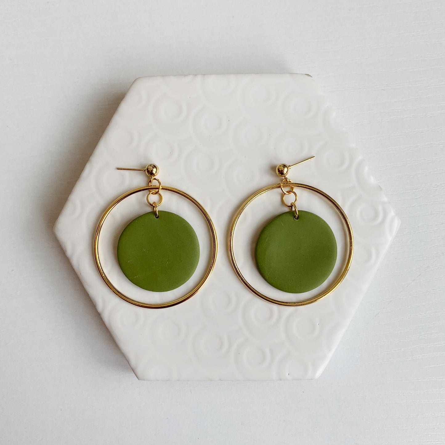 Arlo Olive Circle & Large Hoop Ball Stud Earring