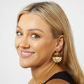 Indie leopard Brass Half Sun Charm Ball Stud Earring