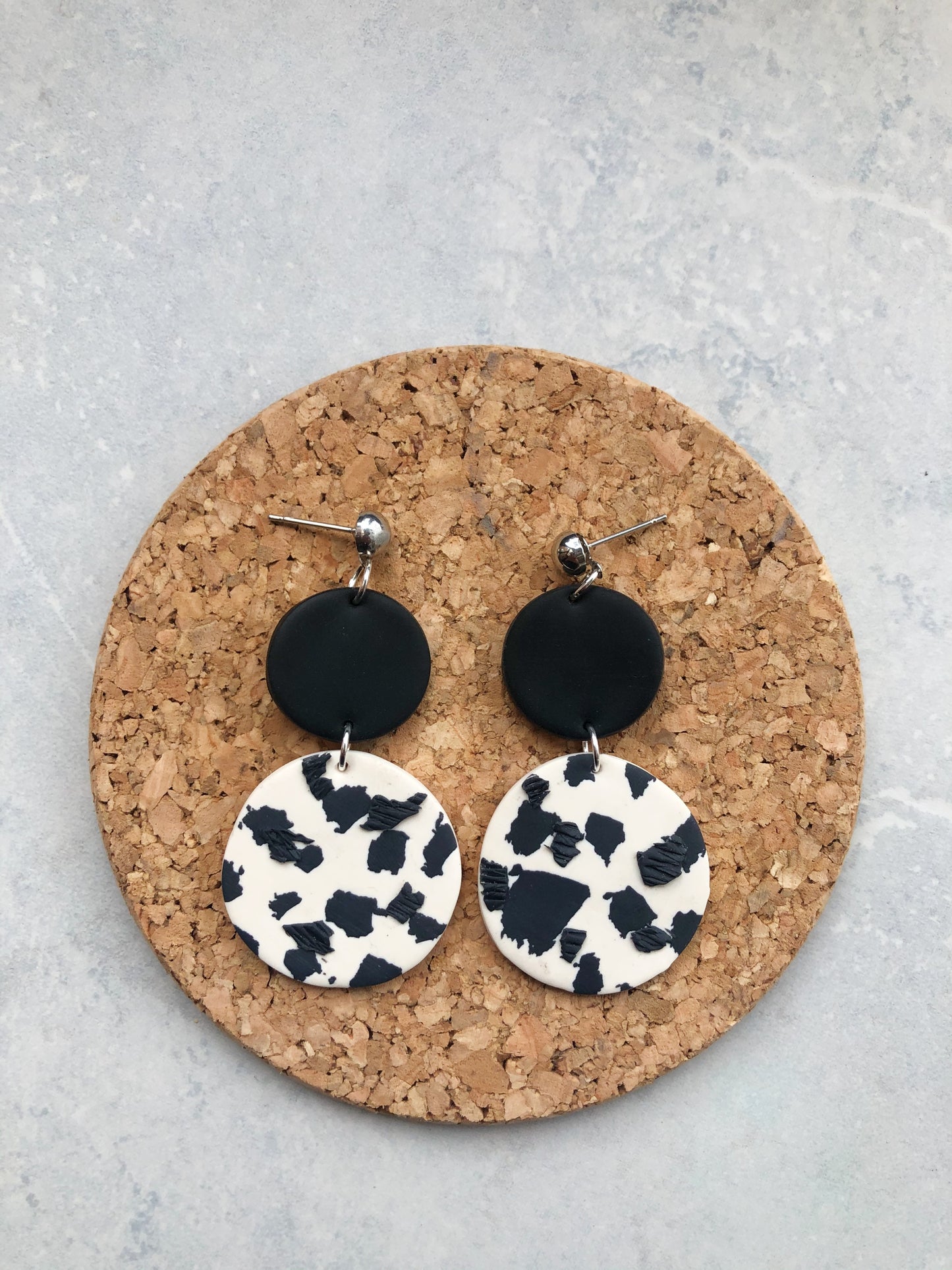 Domino Black Dalmatian Ball Stud Earring