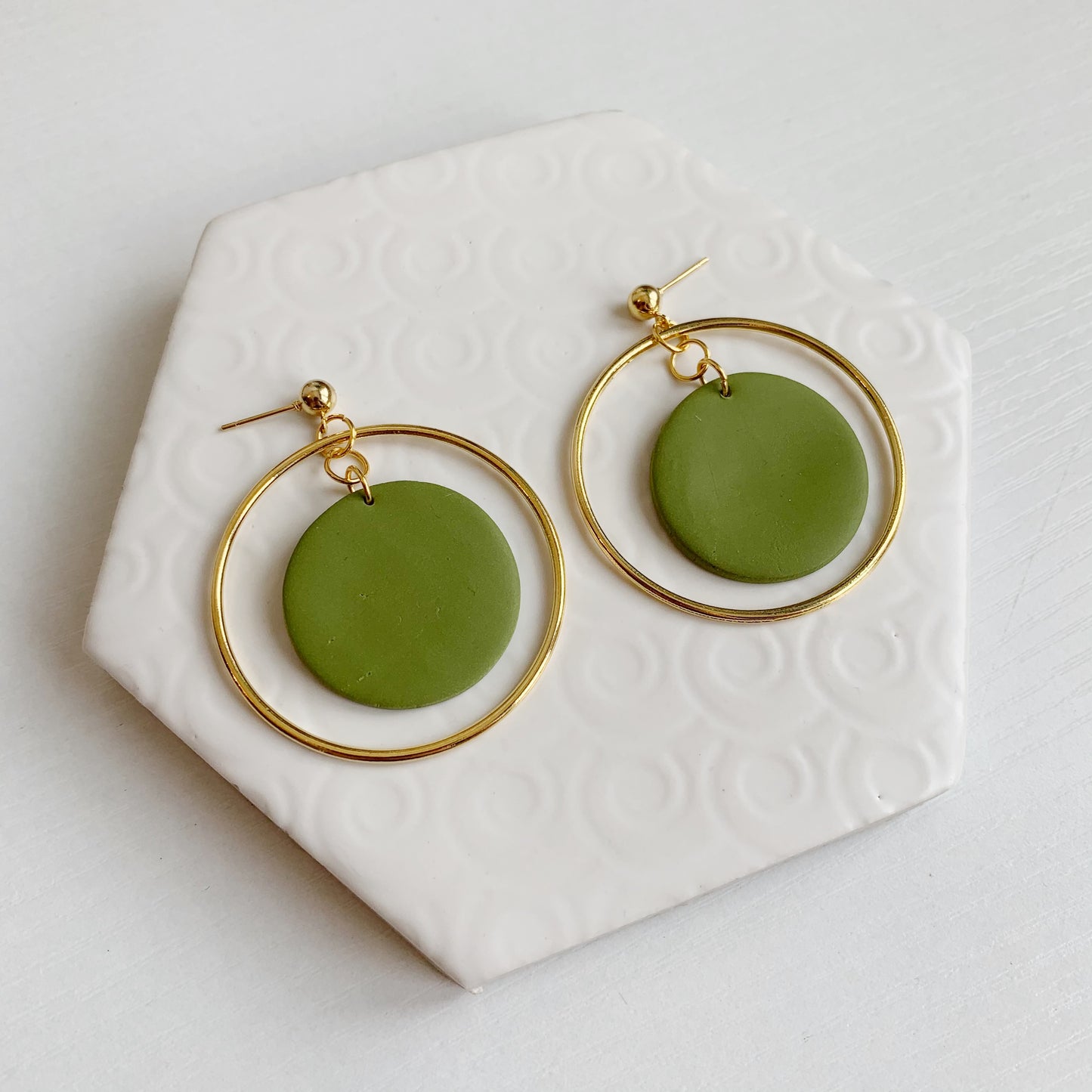 Arlo Olive Circle & Large Hoop Ball Stud Earring