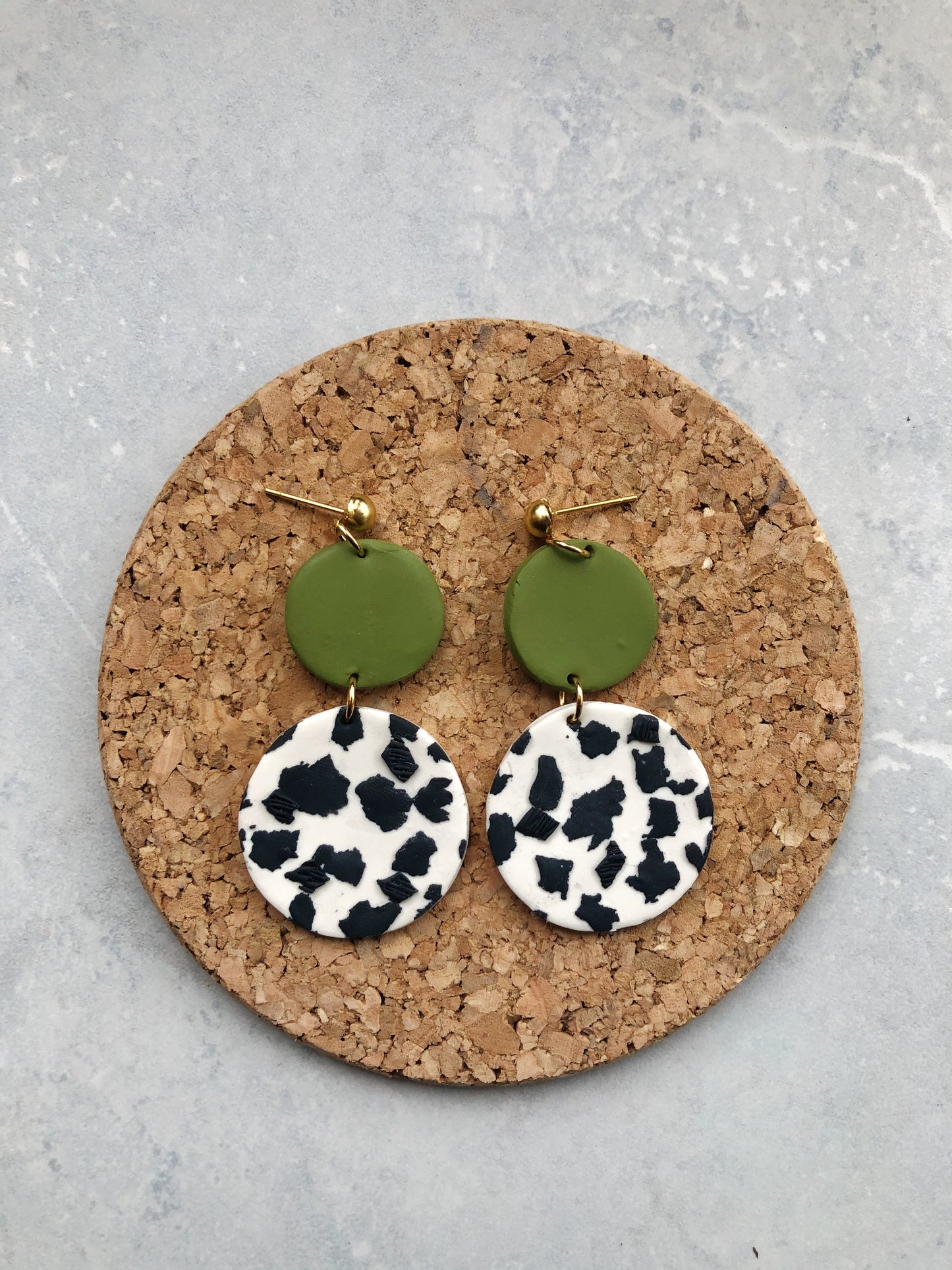 Domino Olive Dalmatian Ball Stud Earring