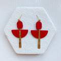 Flame Red Art Deco Ball Stud Earring