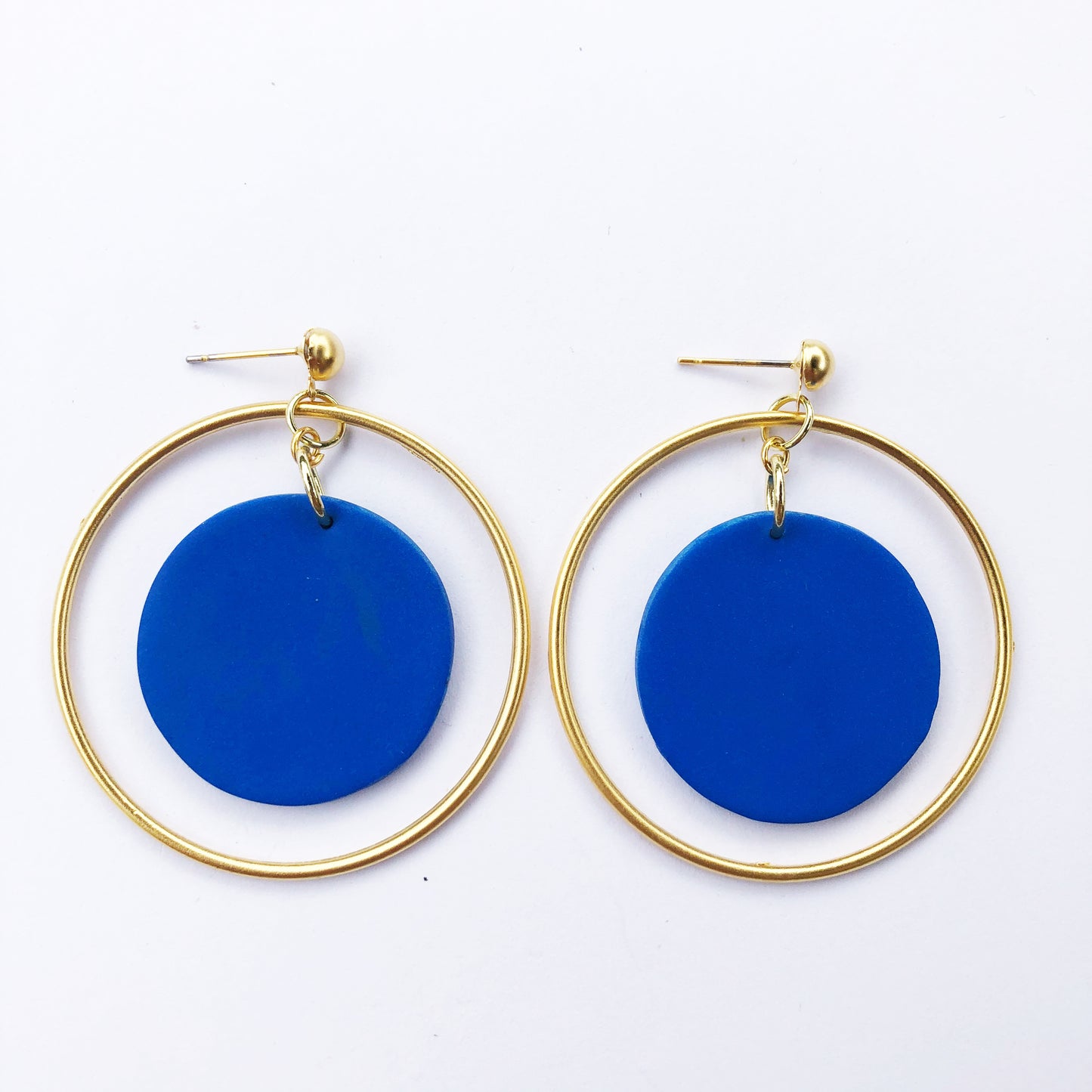 Arlo Cobalt Circle & Large Hoop Ball Stud Earring