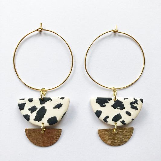 Lottie Dalmatian Textured Charm Hoop Earring