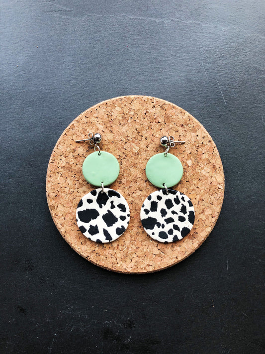 Domino Mint Dalmatian Ball Stud Earring