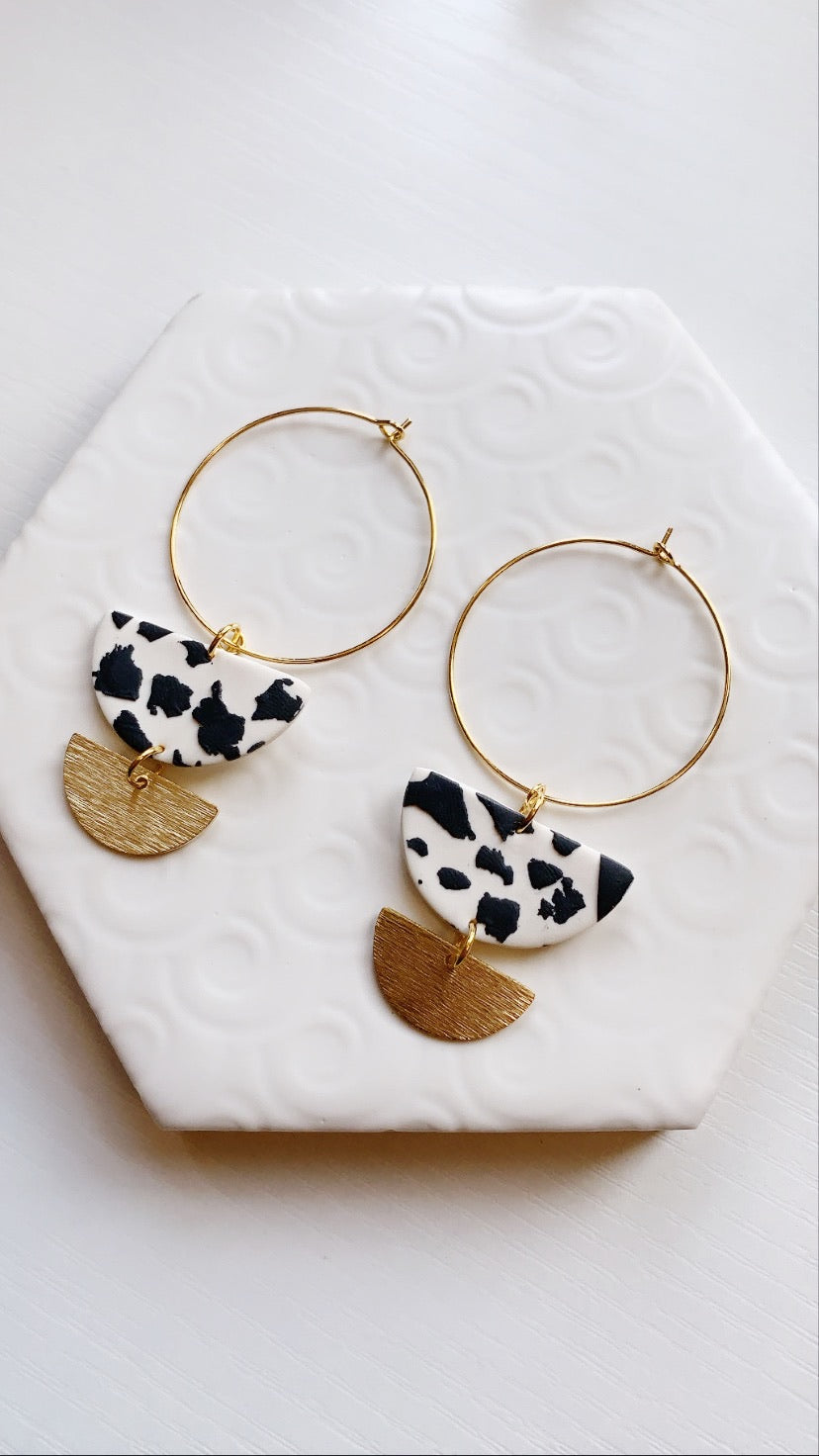 Lottie Dalmatian Textured Charm Hoop Earring