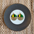 Indie Jamaican Flag Brass Half Sun Charm Ball Stud Earring