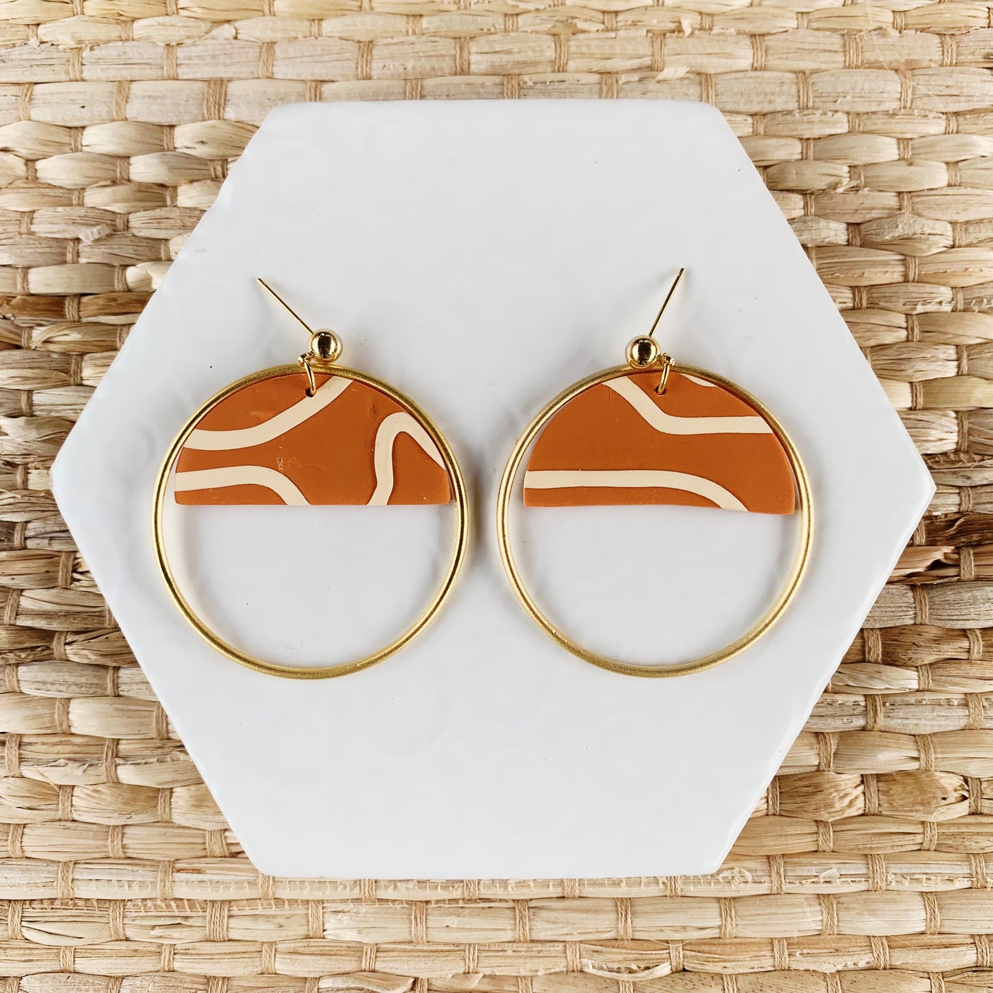 Coco Tan Large Hoop Ball Stud Earring