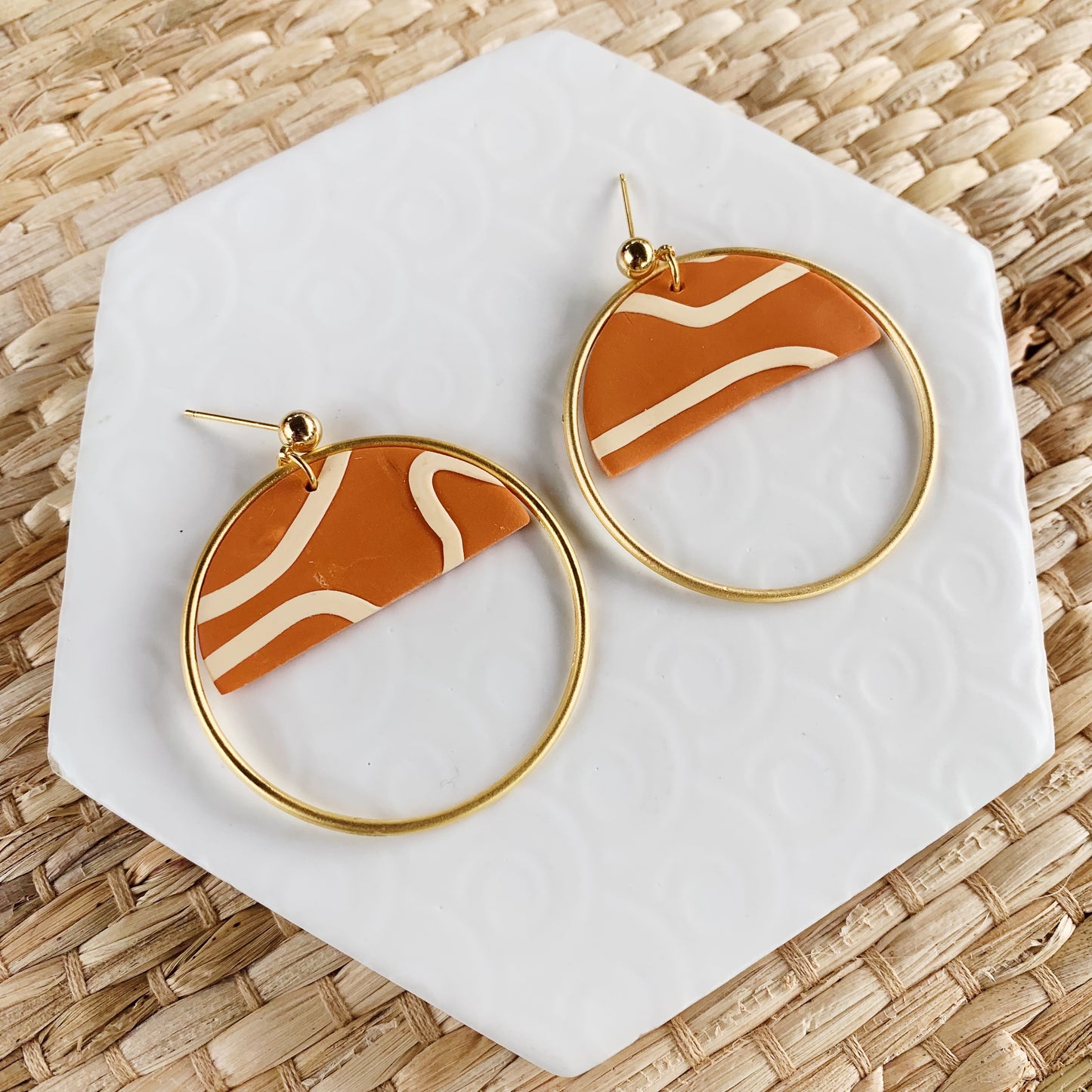 Coco Tan Large Hoop Ball Stud Earring