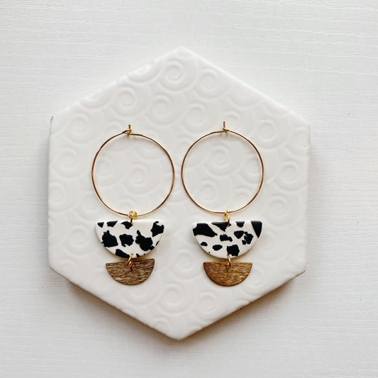 Lottie Dalmatian Textured Charm Hoop Earring