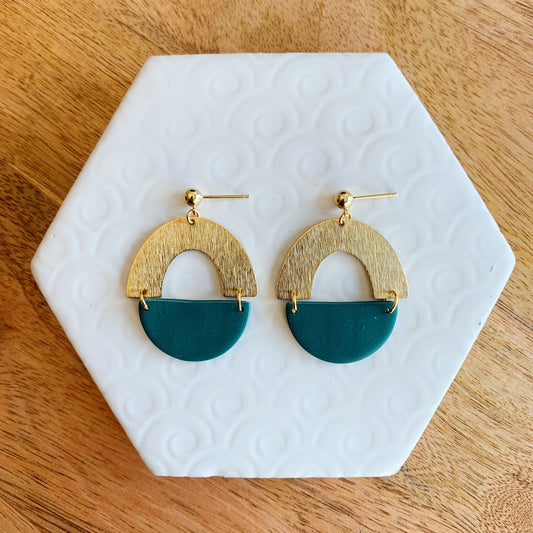 Jasmine Teal Textured Arch Ball Stud Earring