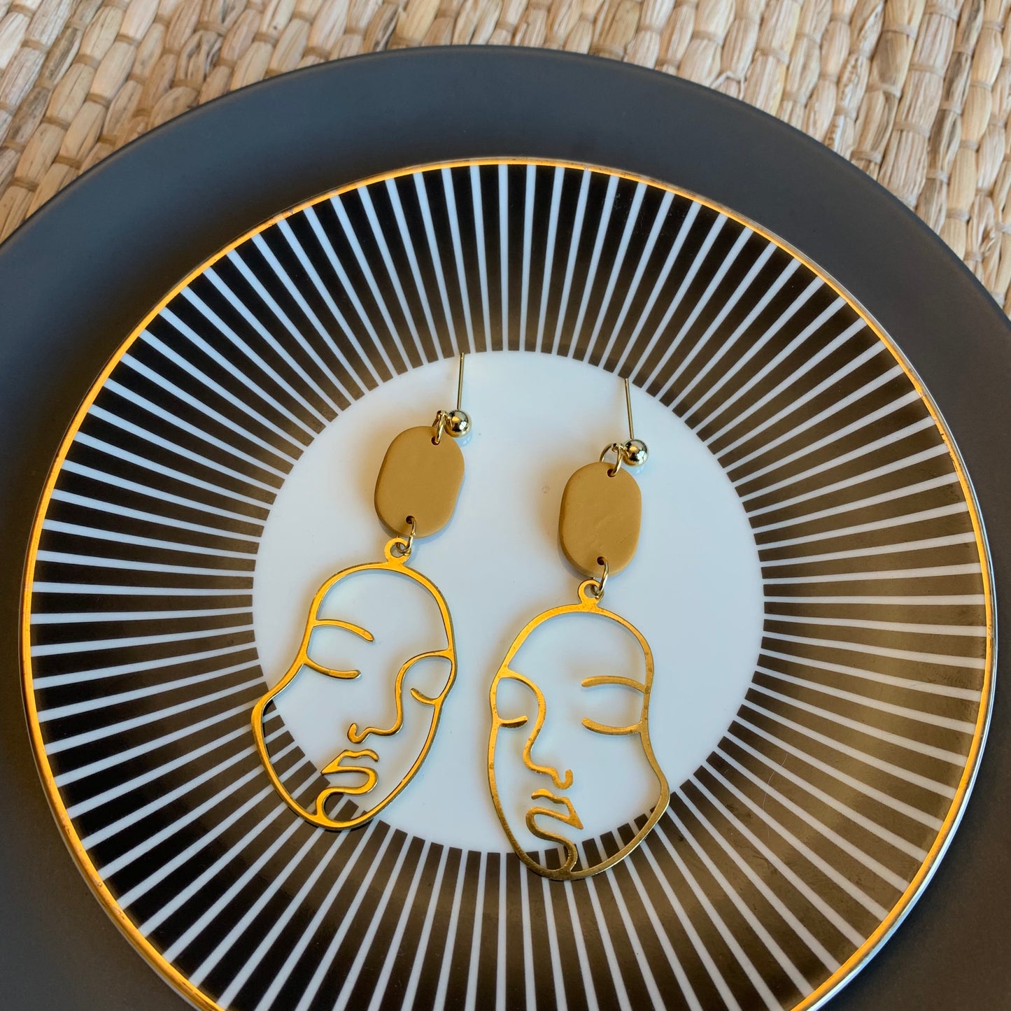 Sasha Mustard Large Gold Face Ball Stud Earring