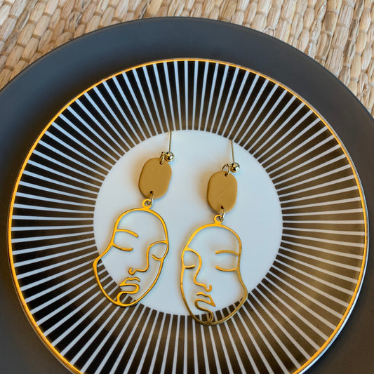 Sasha Mustard Large Gold Face Ball Stud Earring