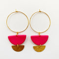 Lottie Pink Textured Charm Hoop Earring